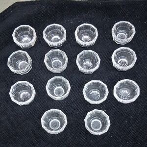 Vintage Salt cellars (salt dips) 10 sided with starburst pattern on bottom-14 pc